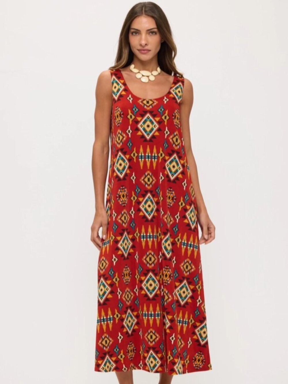 Jostar Rust Tribal Design Dress.